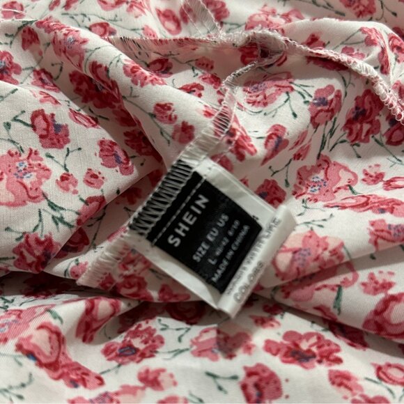 Pink Floral Criss Cross Halter Summer Dress Size Large - Picture 9 of 10